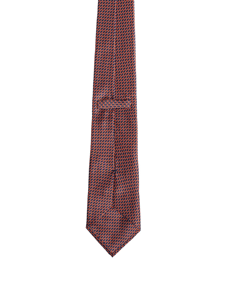 Printed Tie - 3 Fold - Orange and black interlock