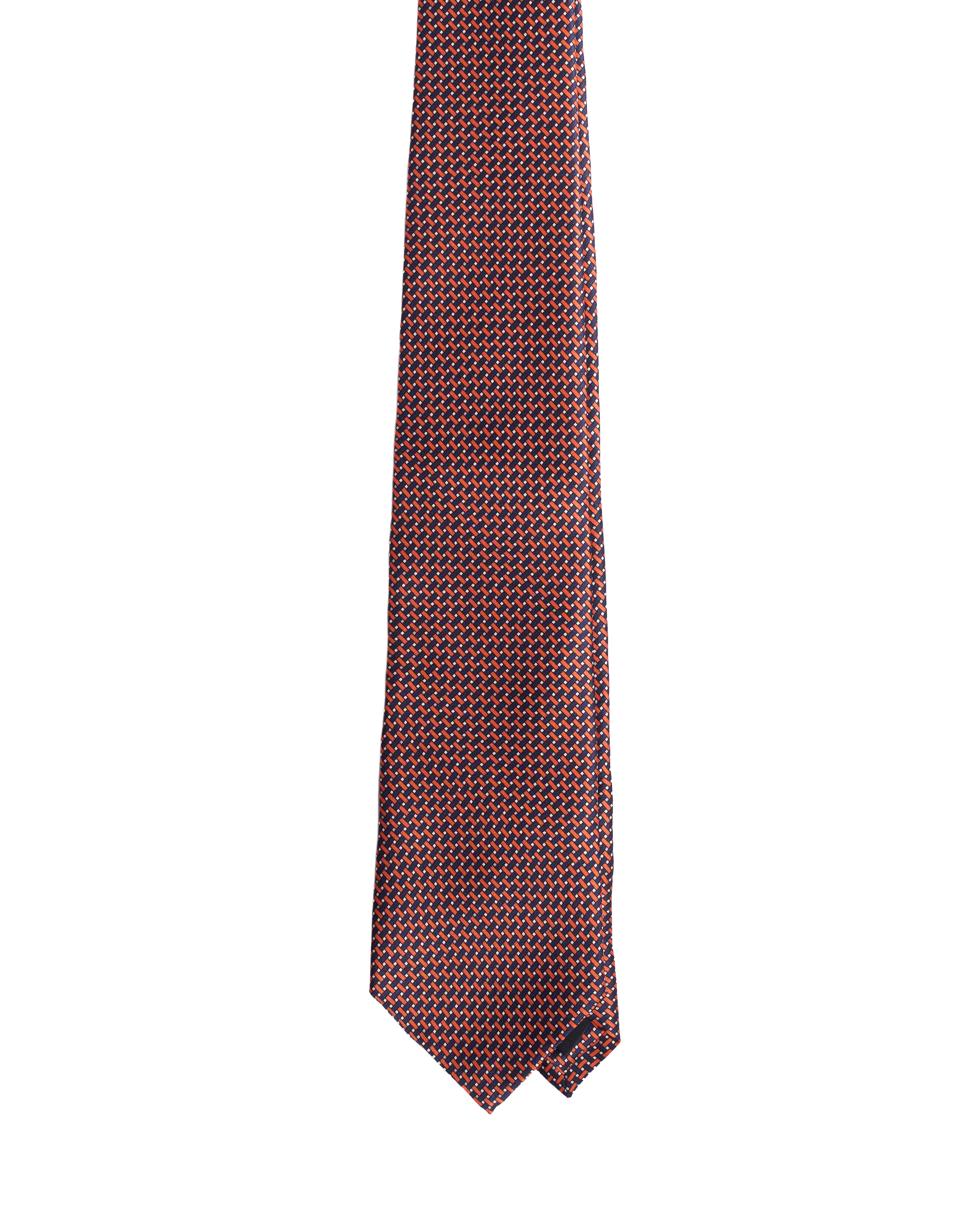 Printed Tie - 3 Fold - Orange and black interlock