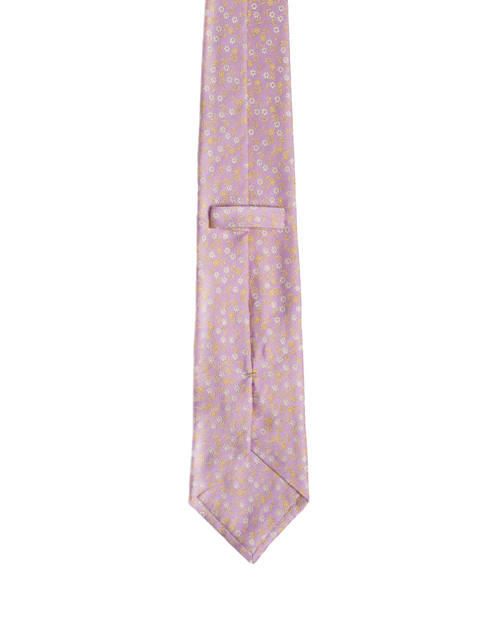 Jacquard tie - 3 Fold - Light pink with white flowers