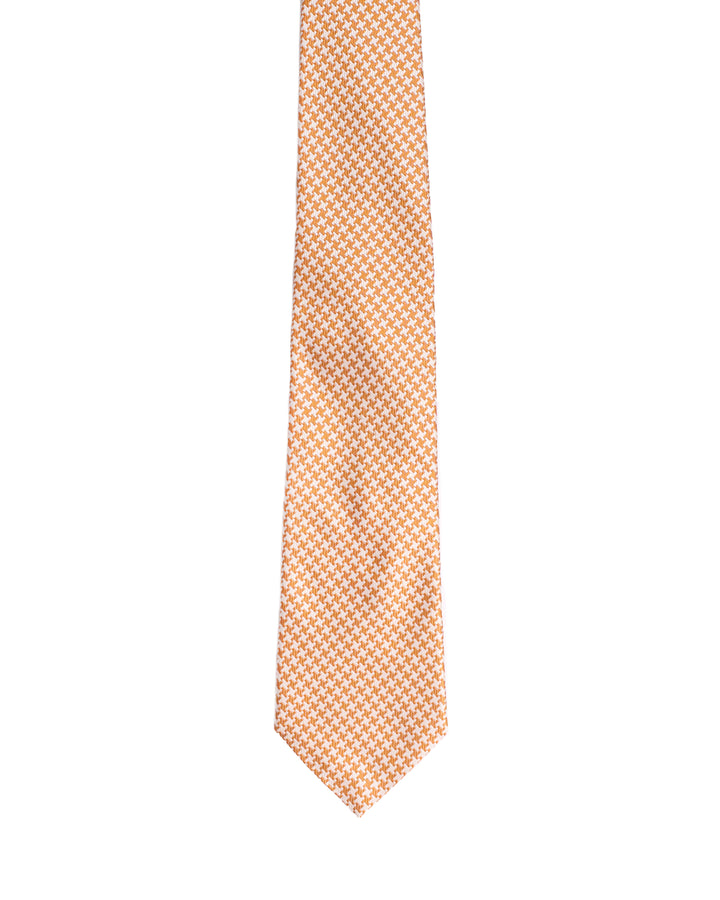 Jacquard tie - 3 Fold - Light brown and beige houndstooth