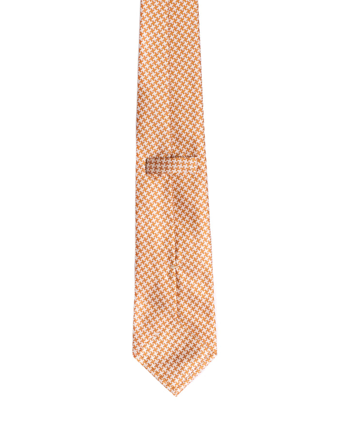 Jacquard tie - 3 Fold - Light brown and beige houndstooth