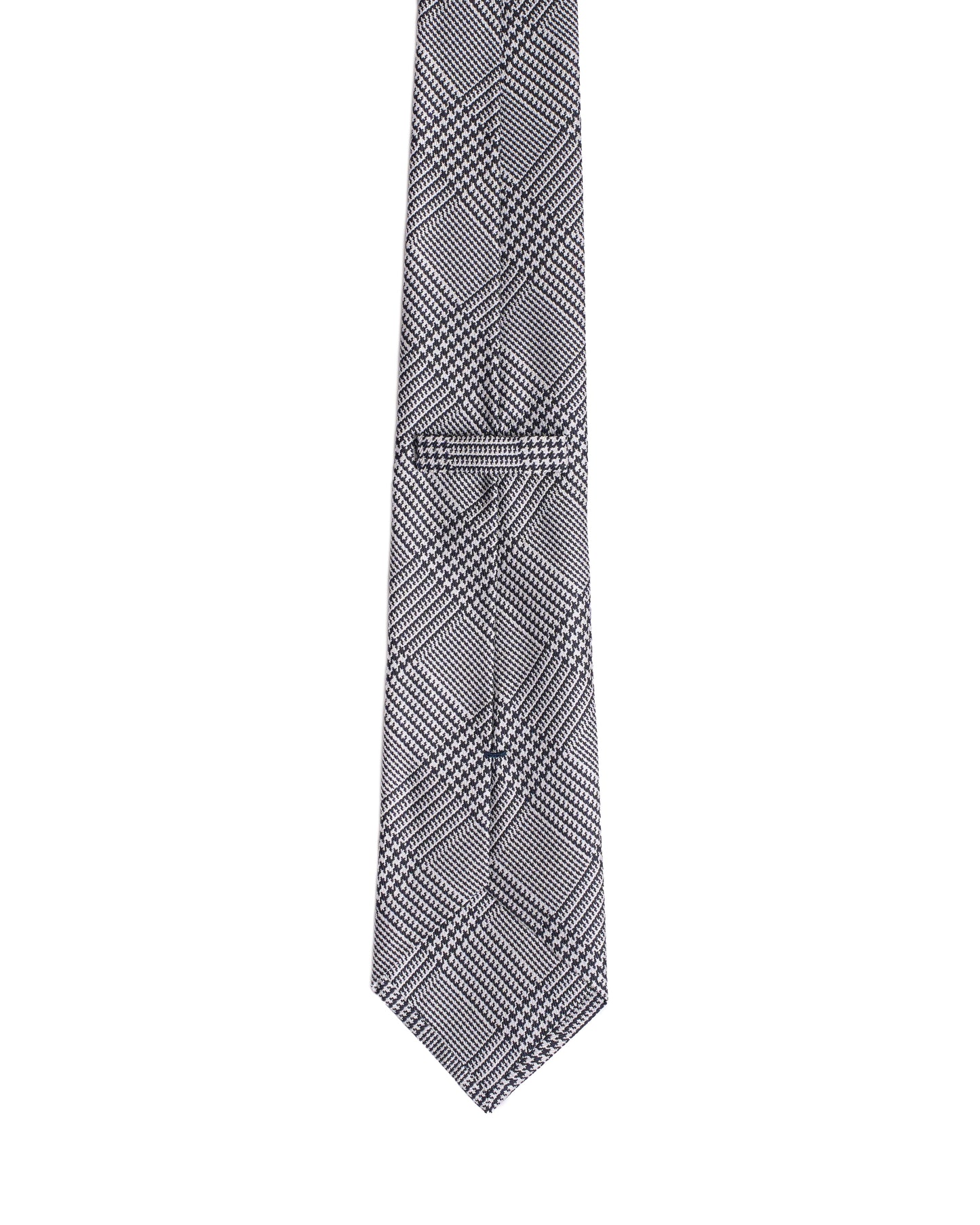 Printed Tie - 3 Fold - Navy and white glen plaid