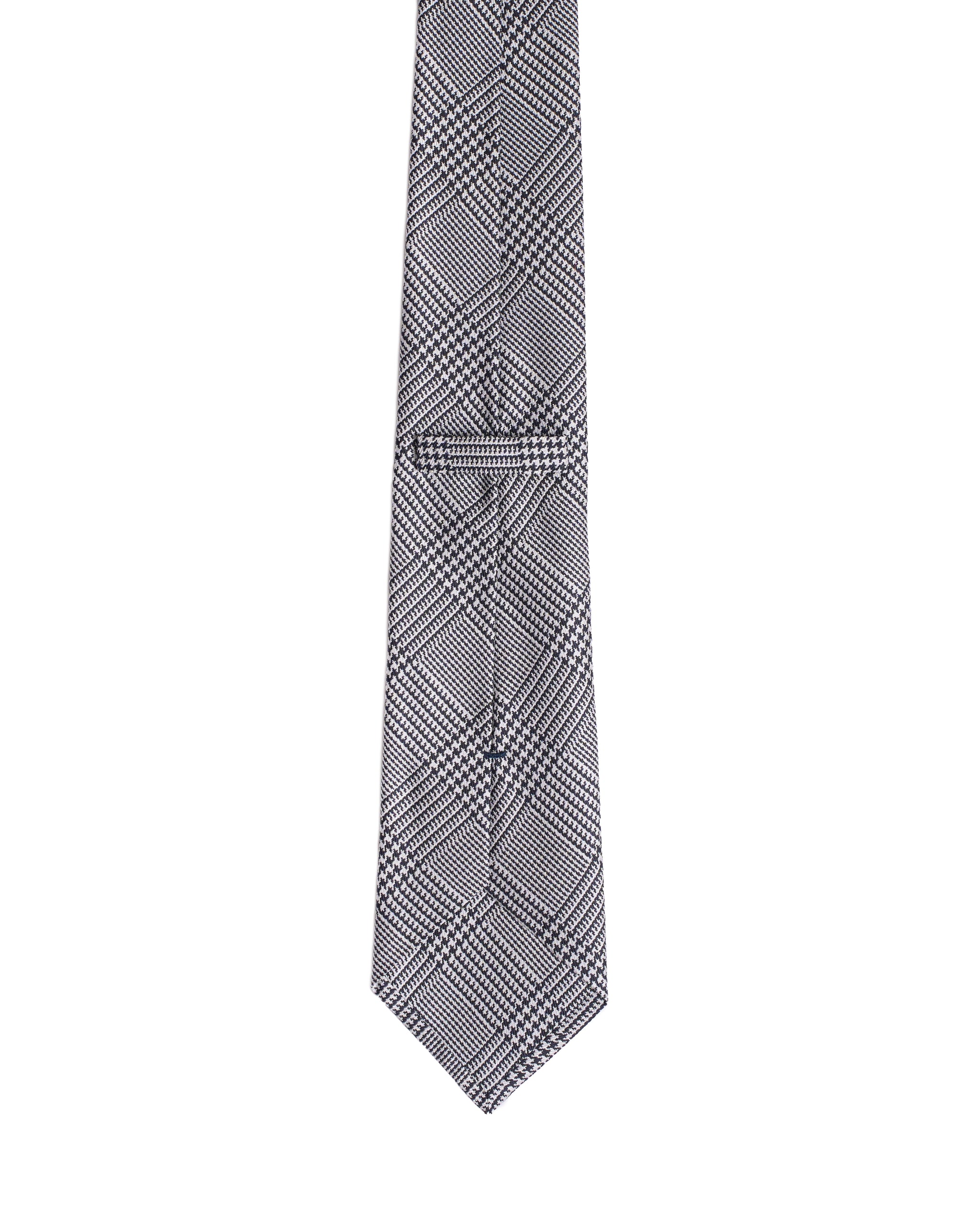 Printed Tie - 3 Fold - Navy and white glen plaid
