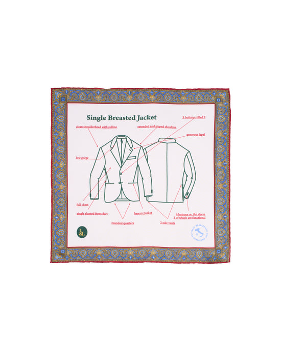 Pocket square - Silk -  Jacket with light blue border