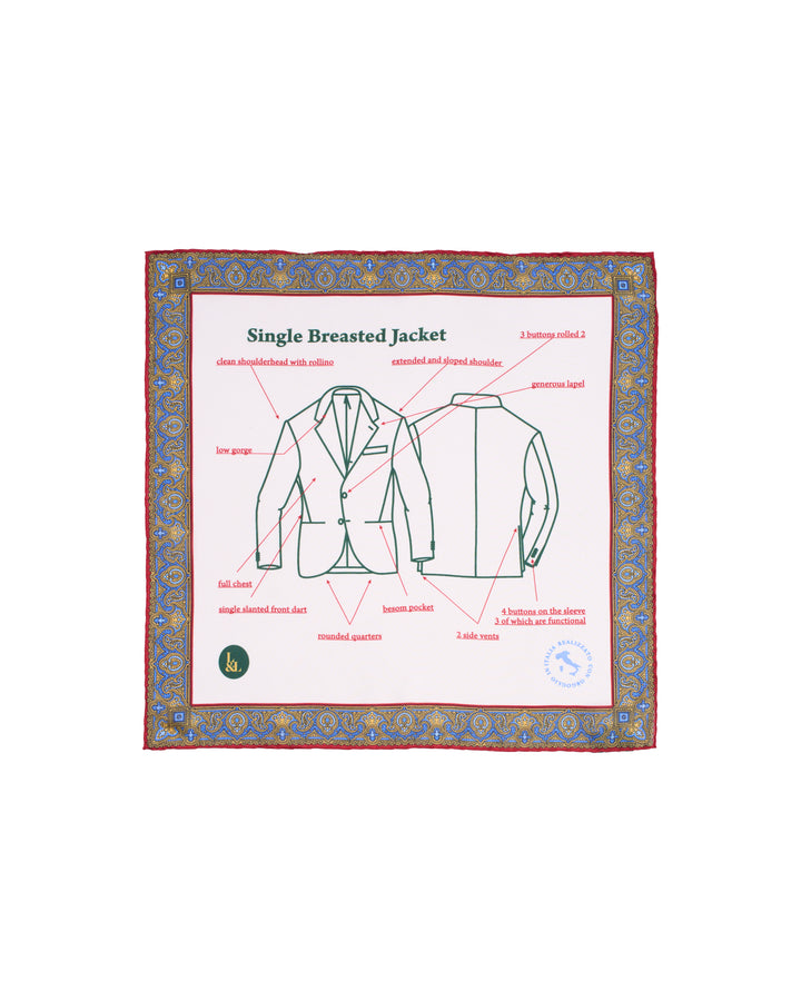 Pocket square - Silk -  Jacket with light blue border