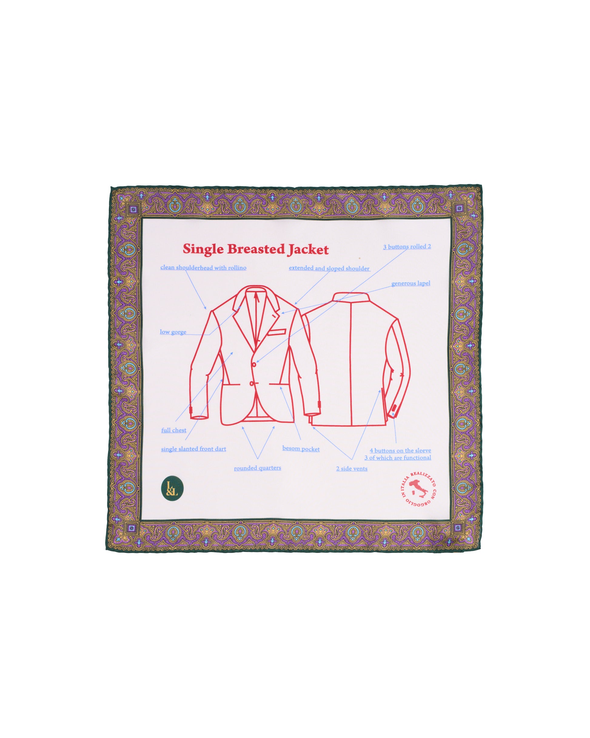 Pocket square - Silk -  Jacket with purple border