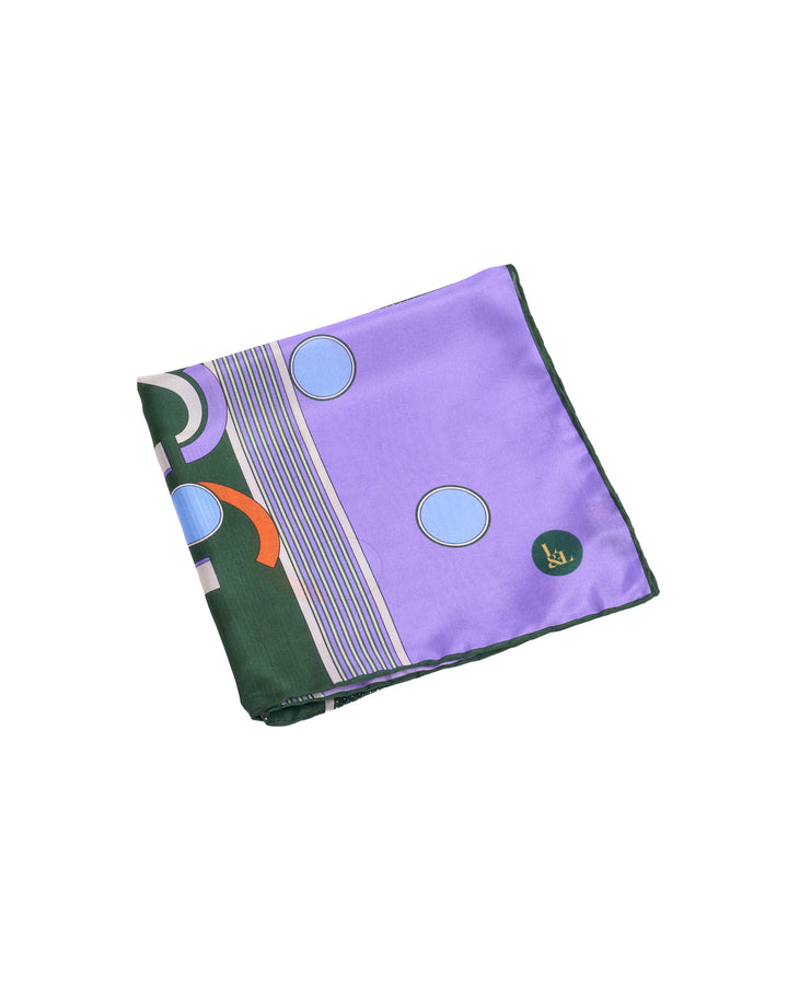 Pocket square - Silk -  Green and purple with art deco