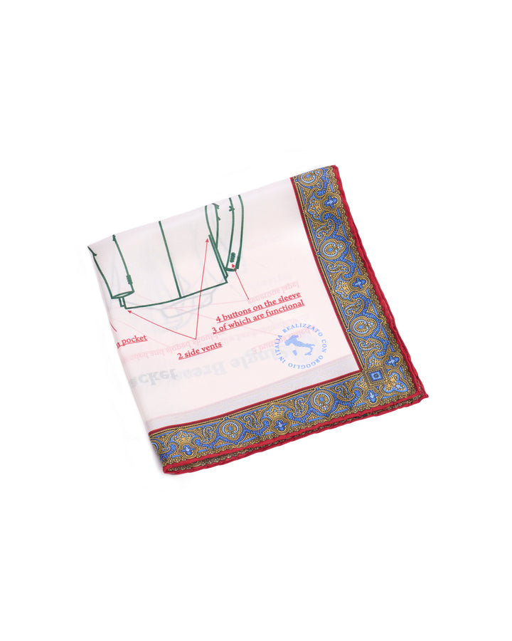 Pocket square - Silk -  Jacket with light blue border