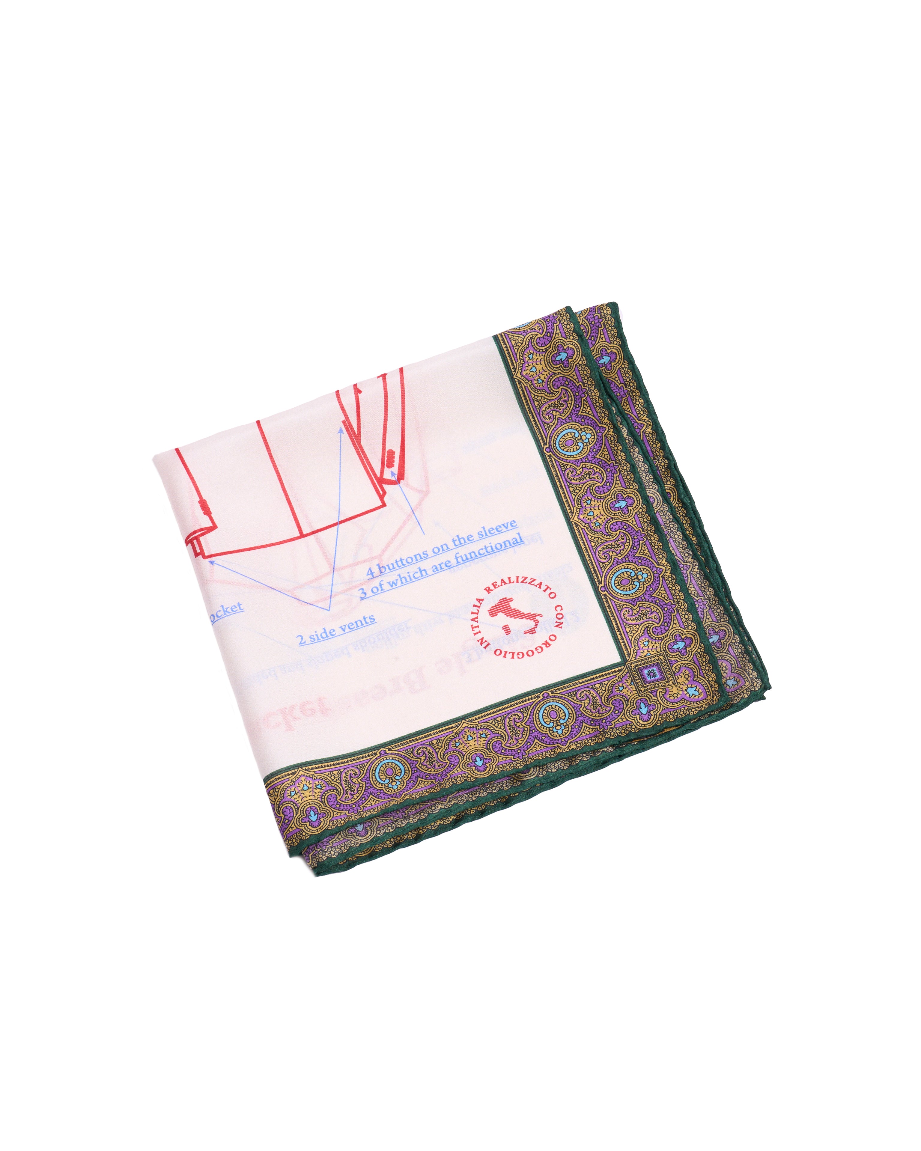 Pocket square - Silk -  Jacket with purple border