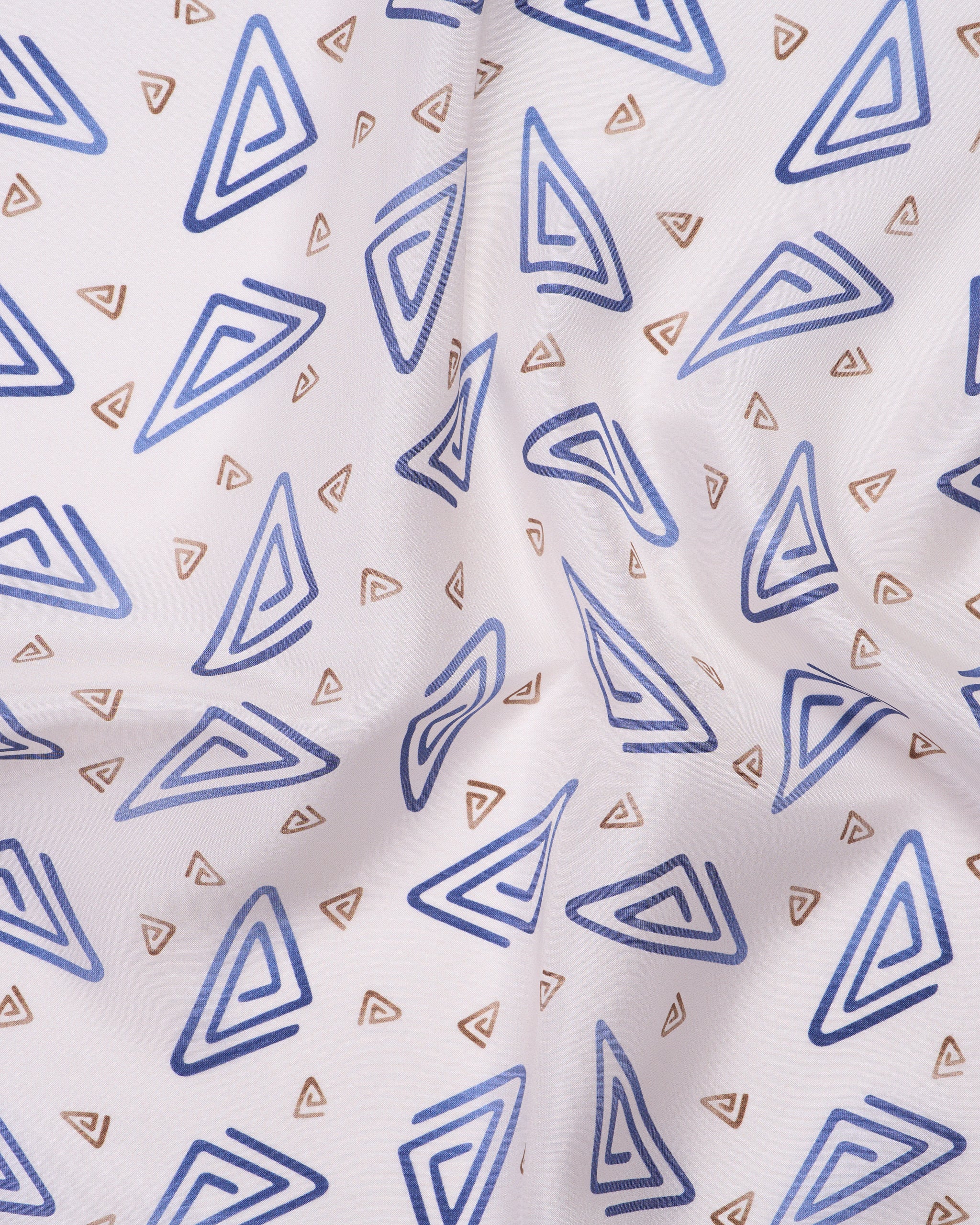 Pocket square - Silk -  Beige with blue rectangle motif
