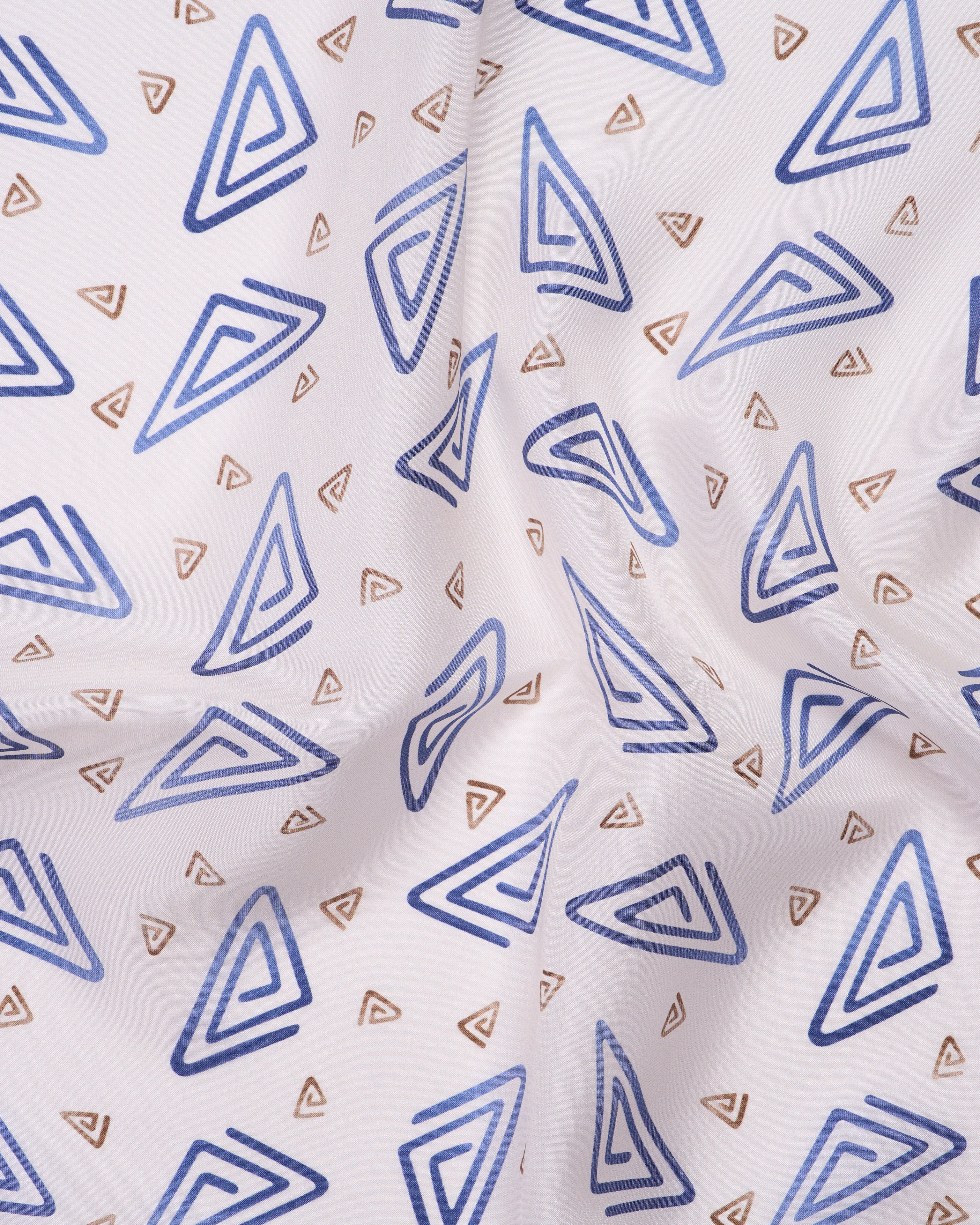 Pocket square - Silk -  Beige with blue rectangle motif