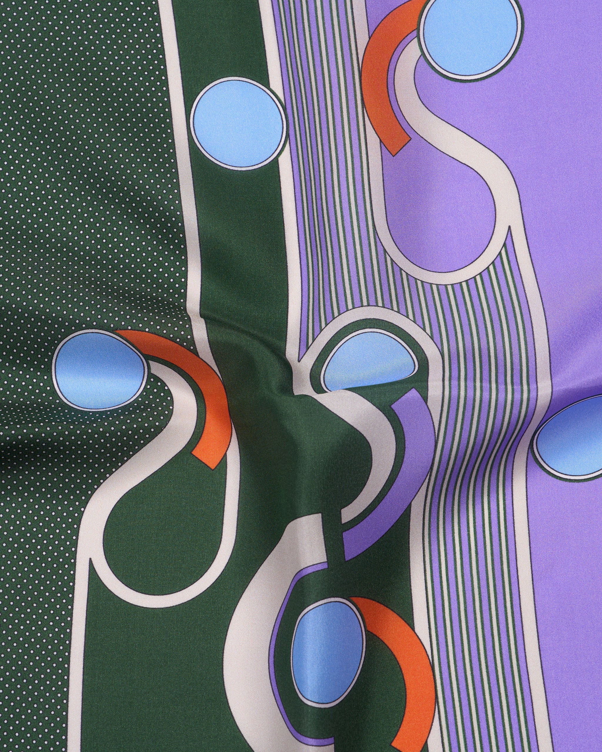 Pocket square - Silk -  Green and purple with art deco