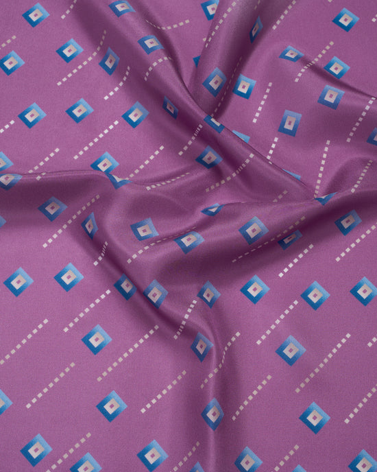 Pocket square - Silk -  Purple with blue square motif