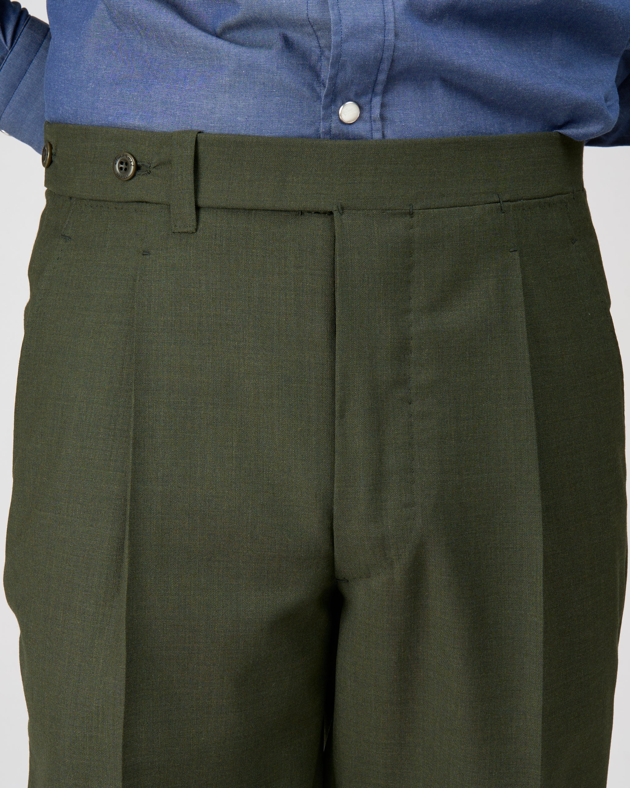 High twist wool trousers - Single pleat - Dark green