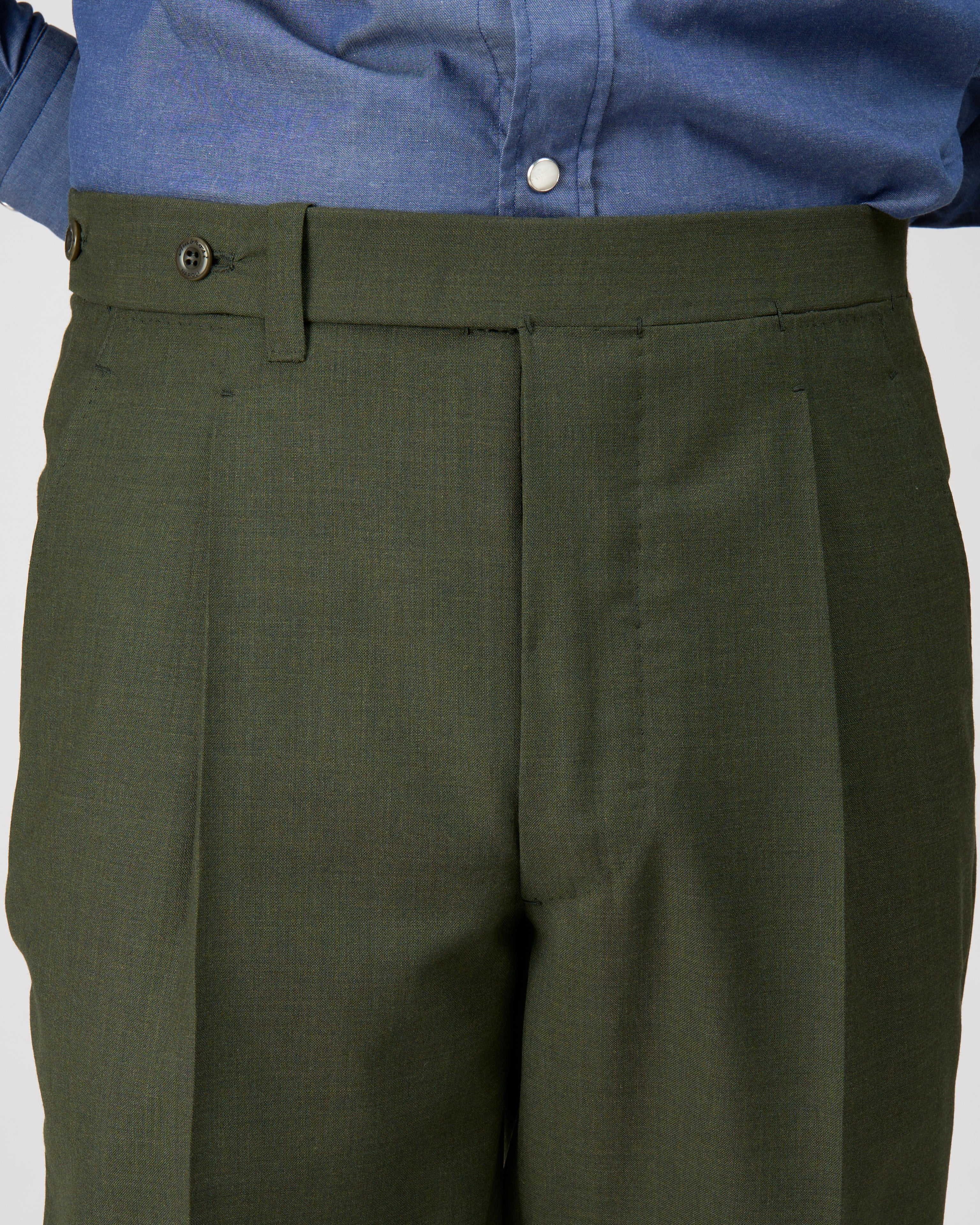 High twist wool trousers - Single pleat - Dark green