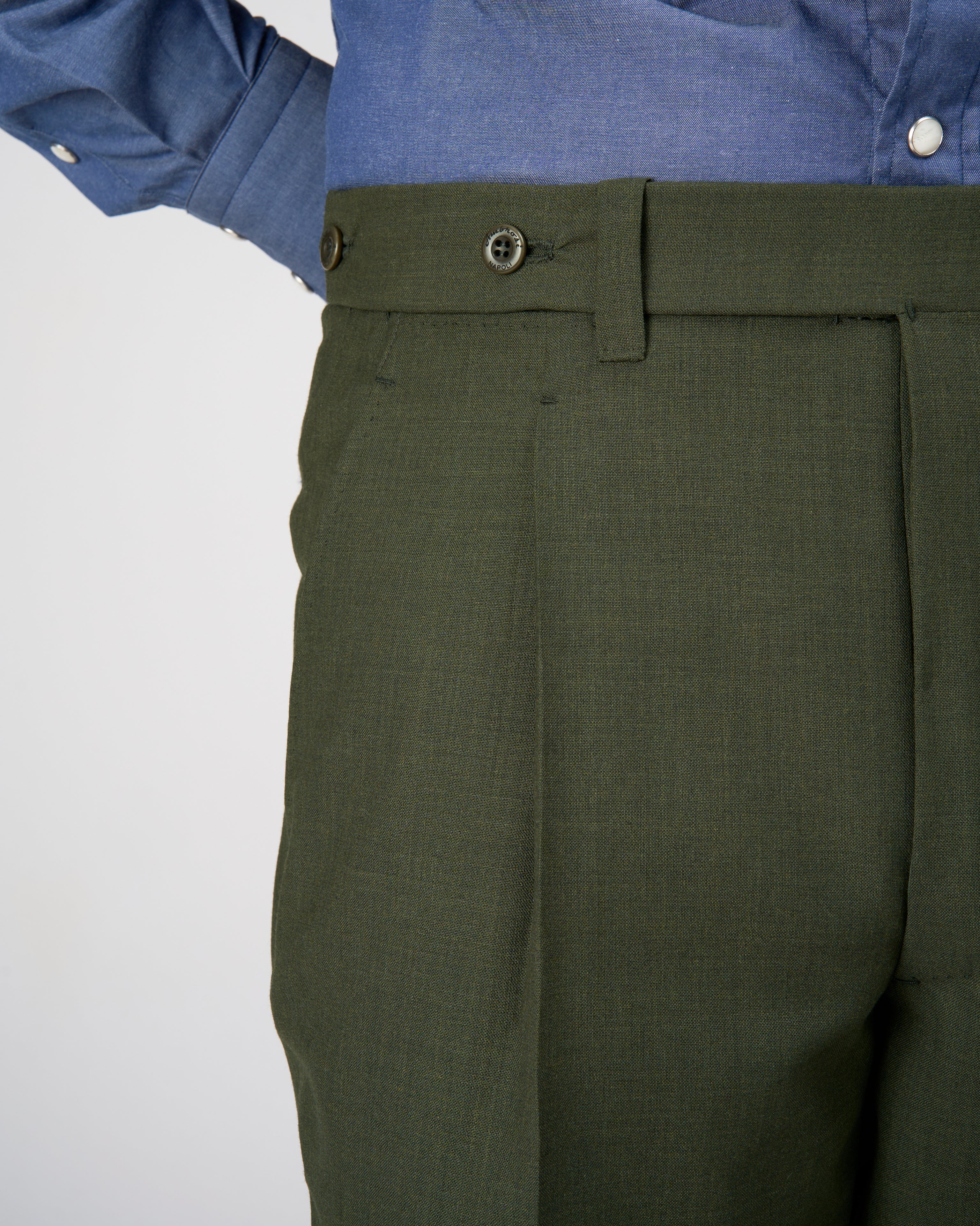 High twist wool trousers - Single pleat - Dark green