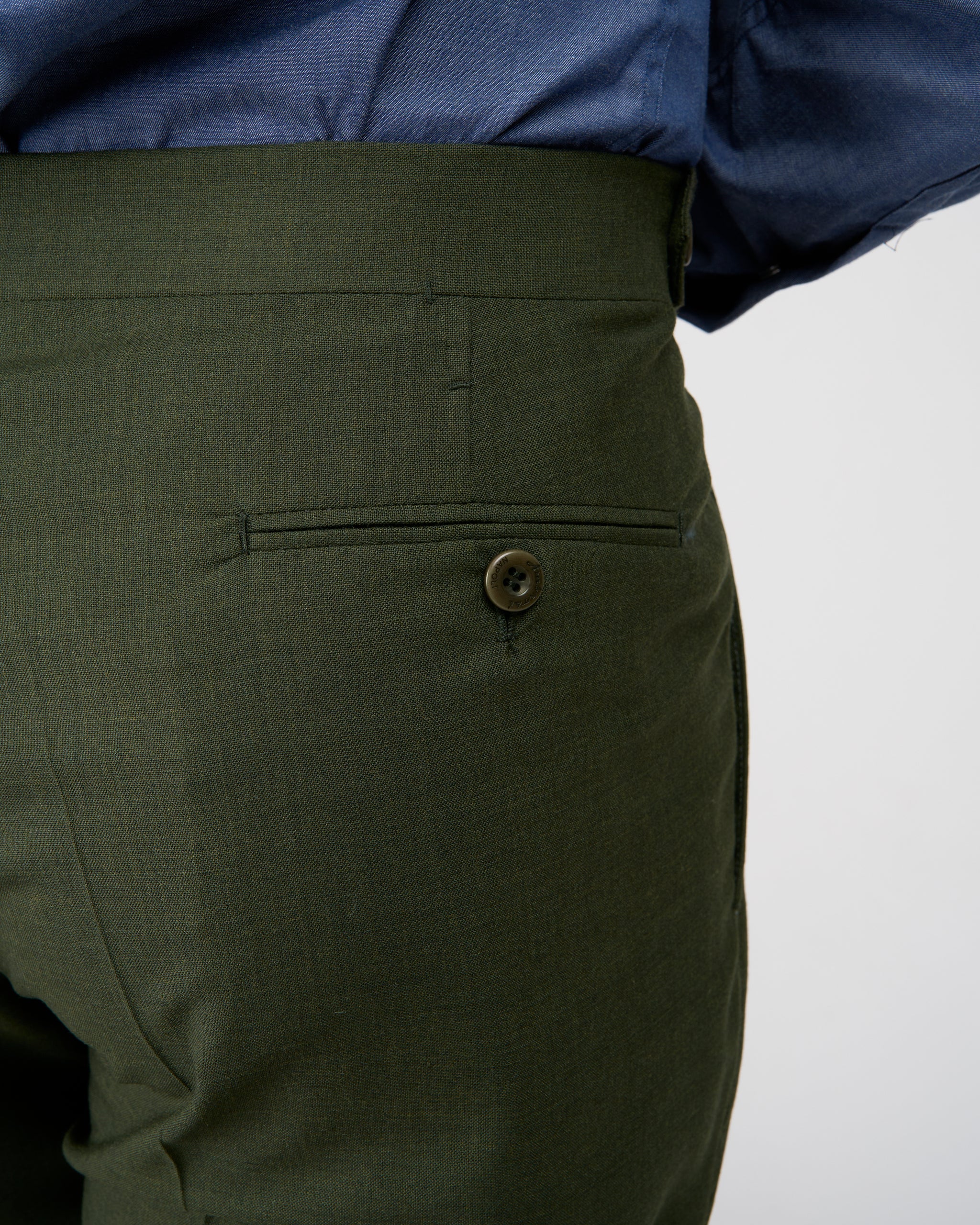 High twist wool trousers - Single pleat - Dark green