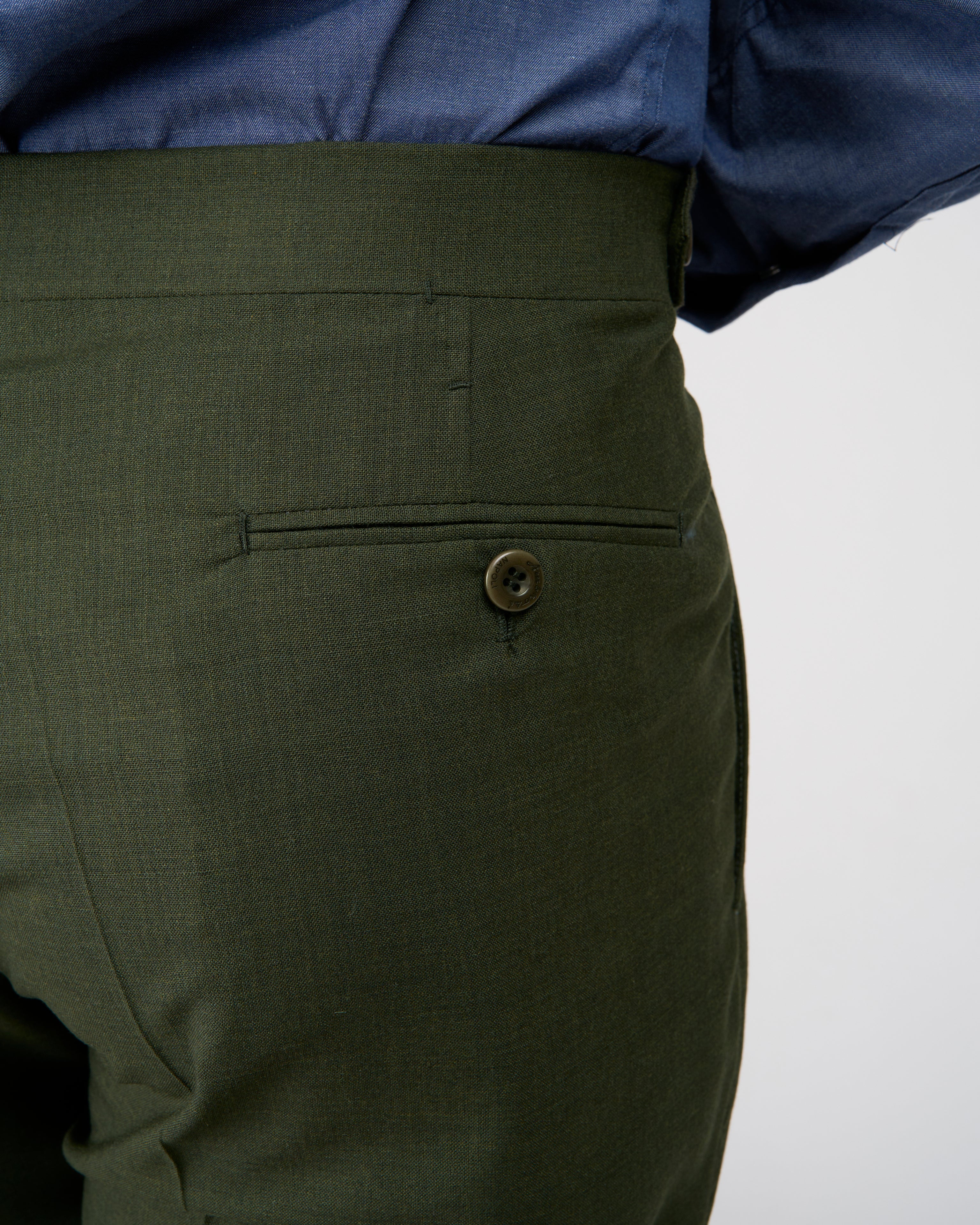 High twist wool trousers - Single pleat - Dark green