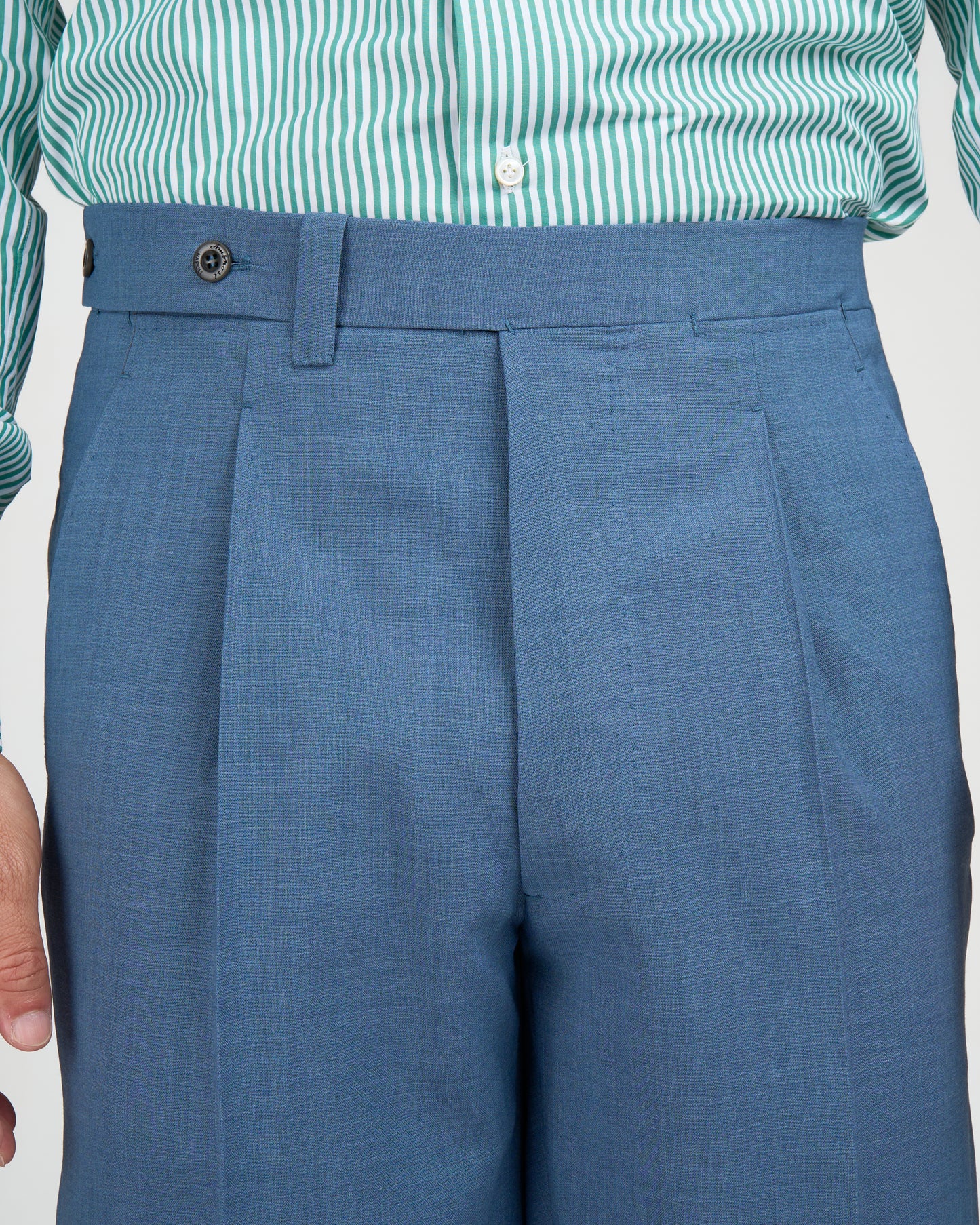 High twist wool trousers - Single pleat trousers - Light blue