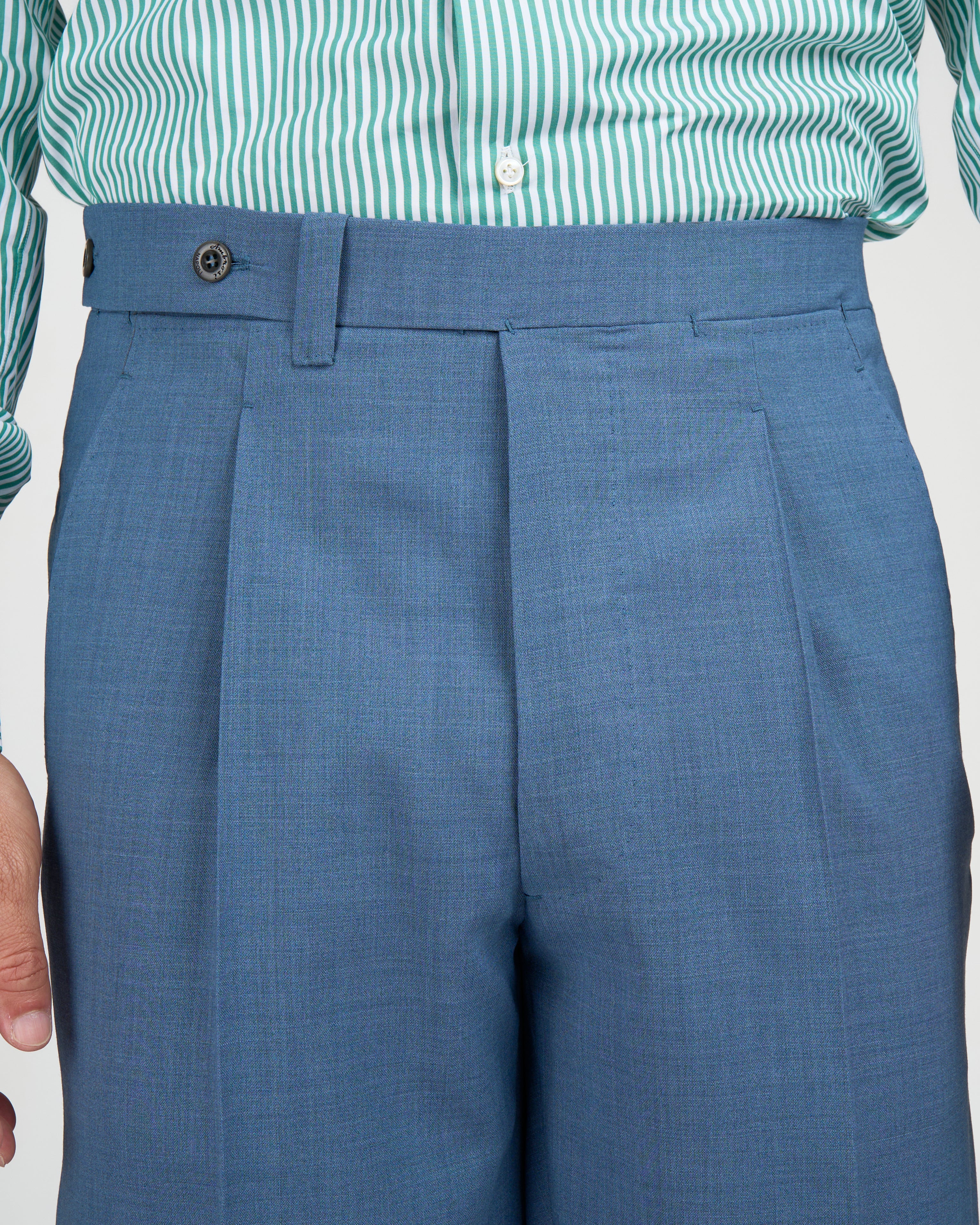 High twist wool trousers - Single pleat trousers - Light blue