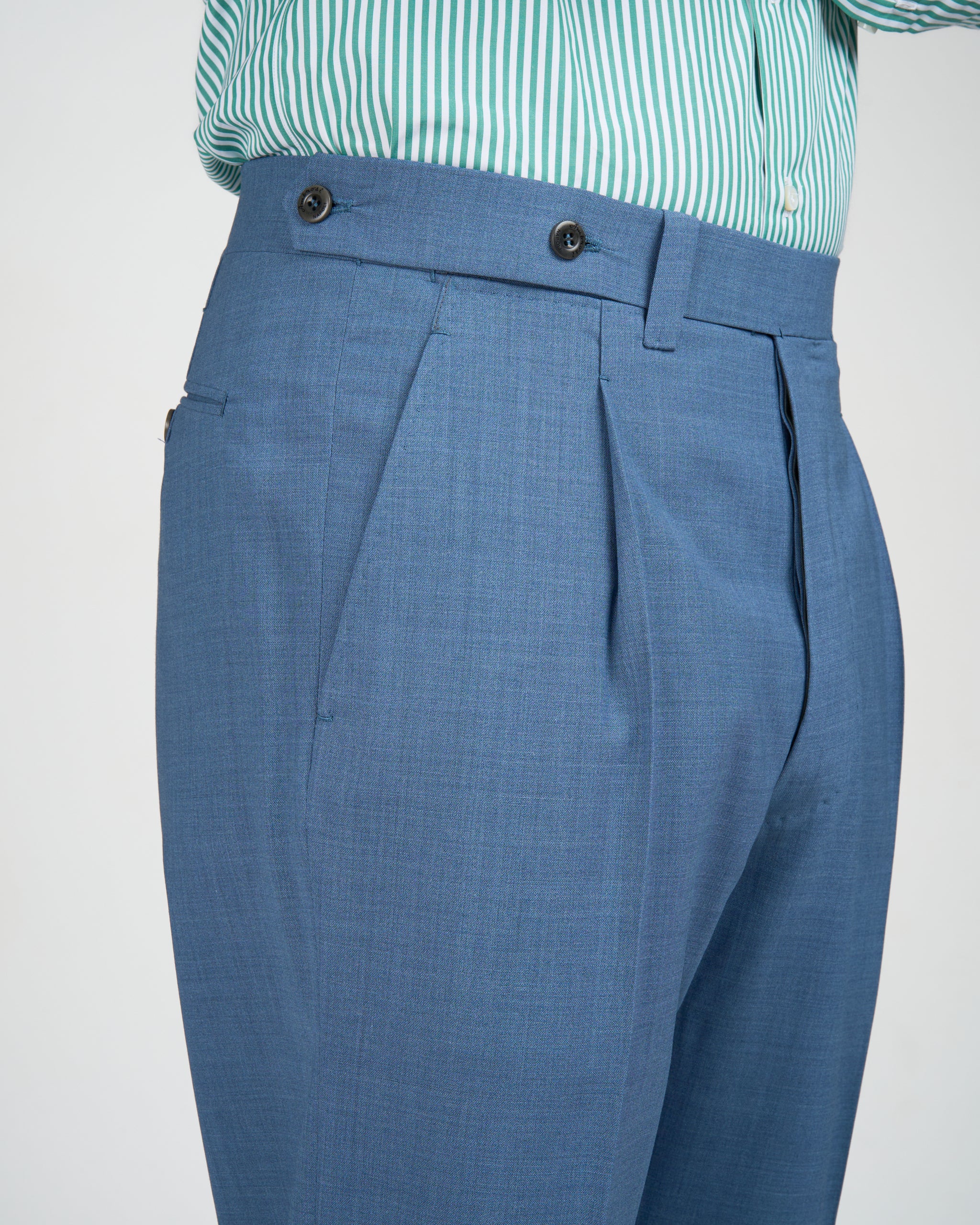 High twist wool trousers - Single pleat trousers - Light blue
