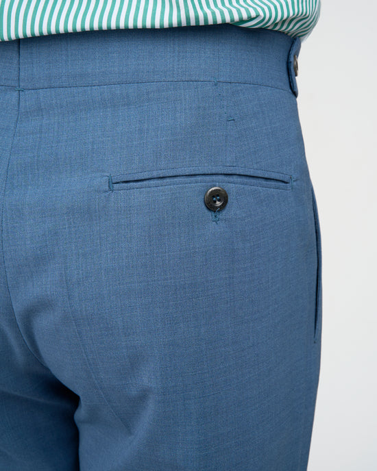 High twist wool trousers - Single pleat trousers - Light blue