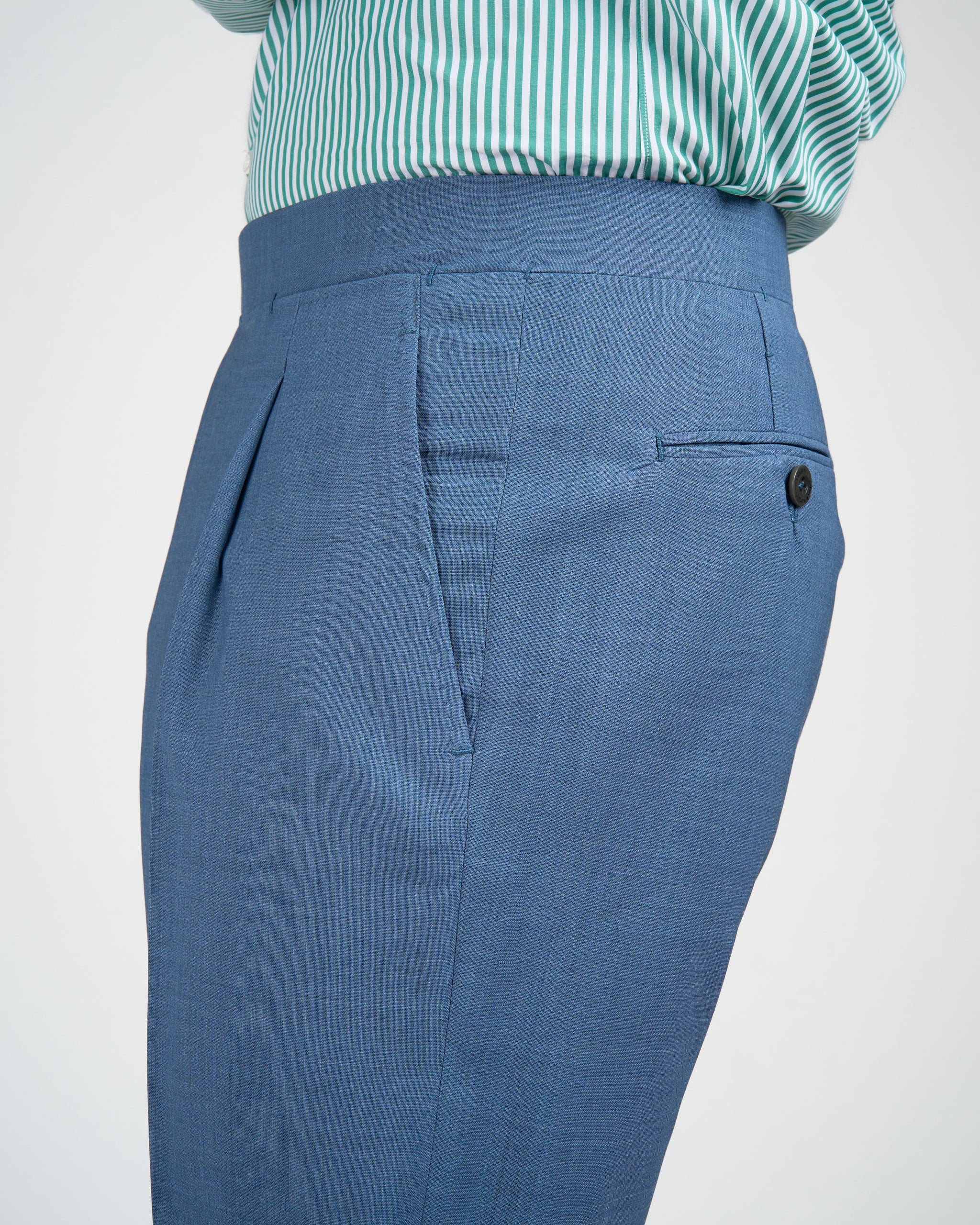 High twist wool trousers - Single pleat trousers - Light blue