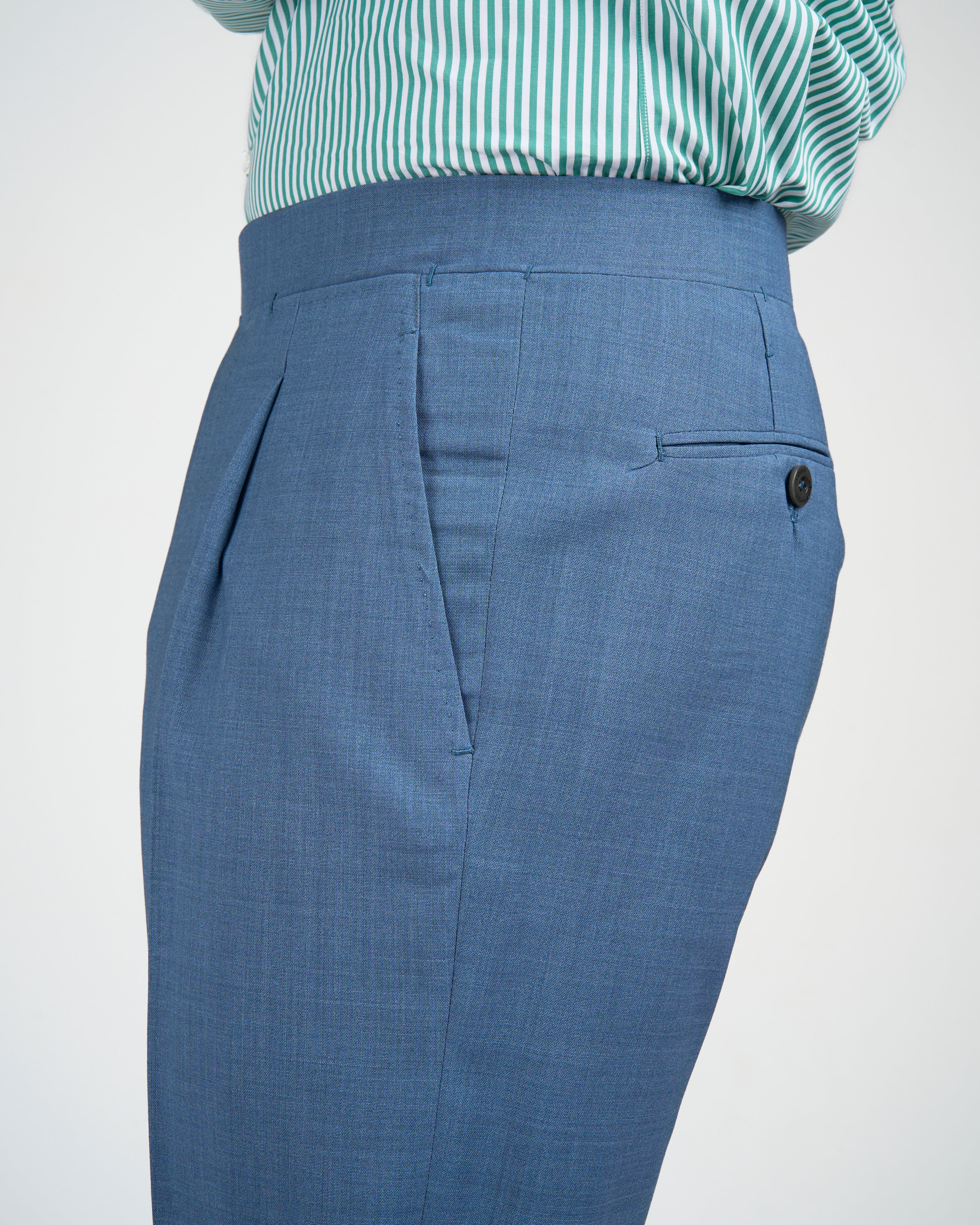 High twist wool trousers - Single pleat trousers - Light blue