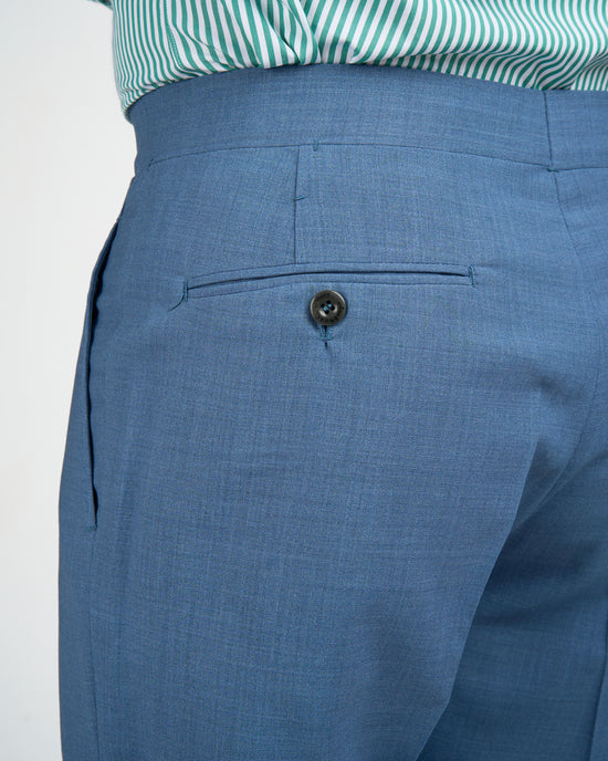 High twist wool trousers - Single pleat trousers - Light blue