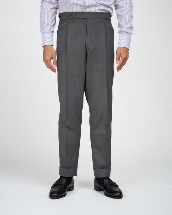 High twist wool trousers - Single pleat - Medium grey