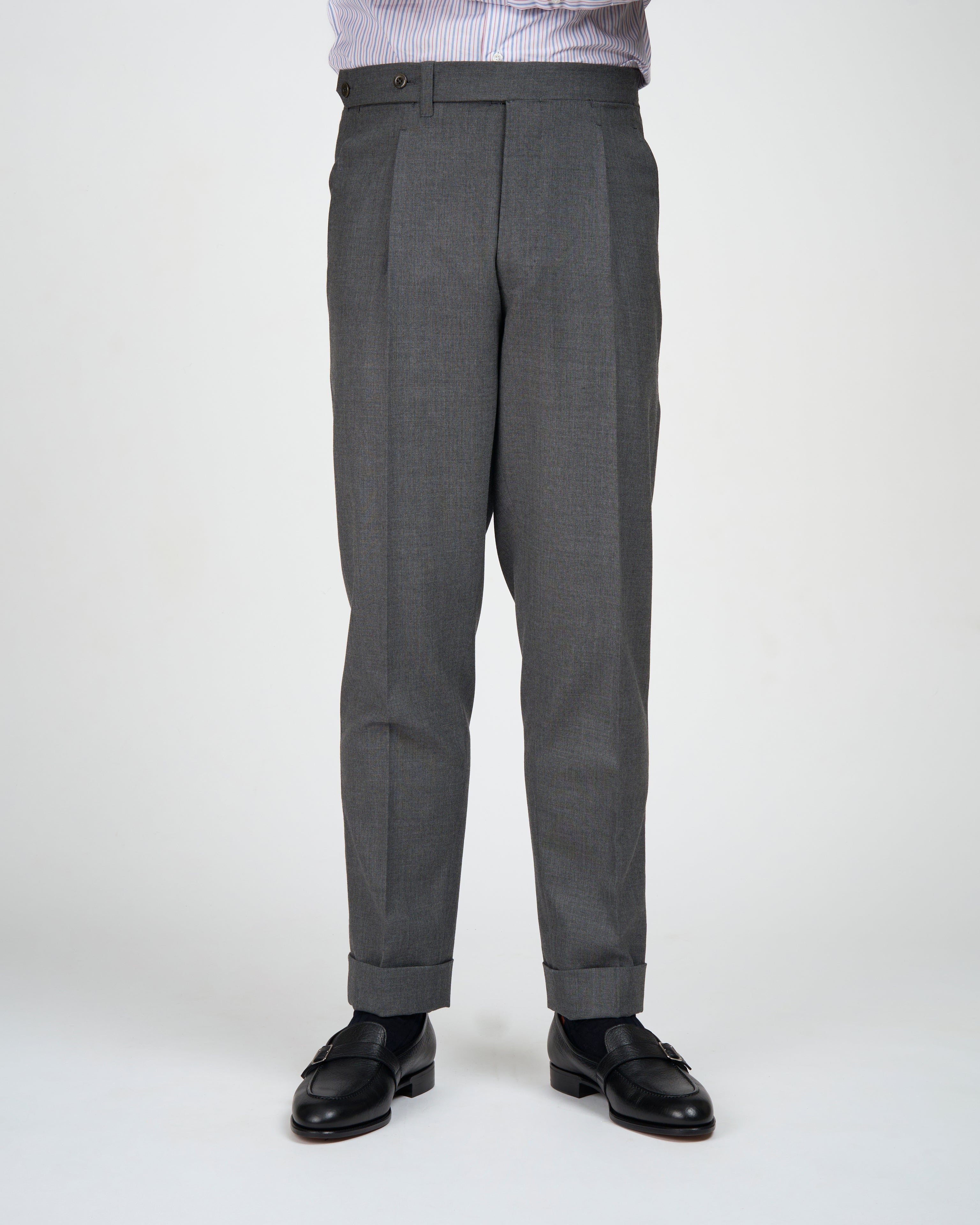 High twist wool trousers - Single pleat - Medium grey
