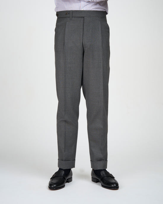 High twist wool trousers - Single pleat - Medium grey