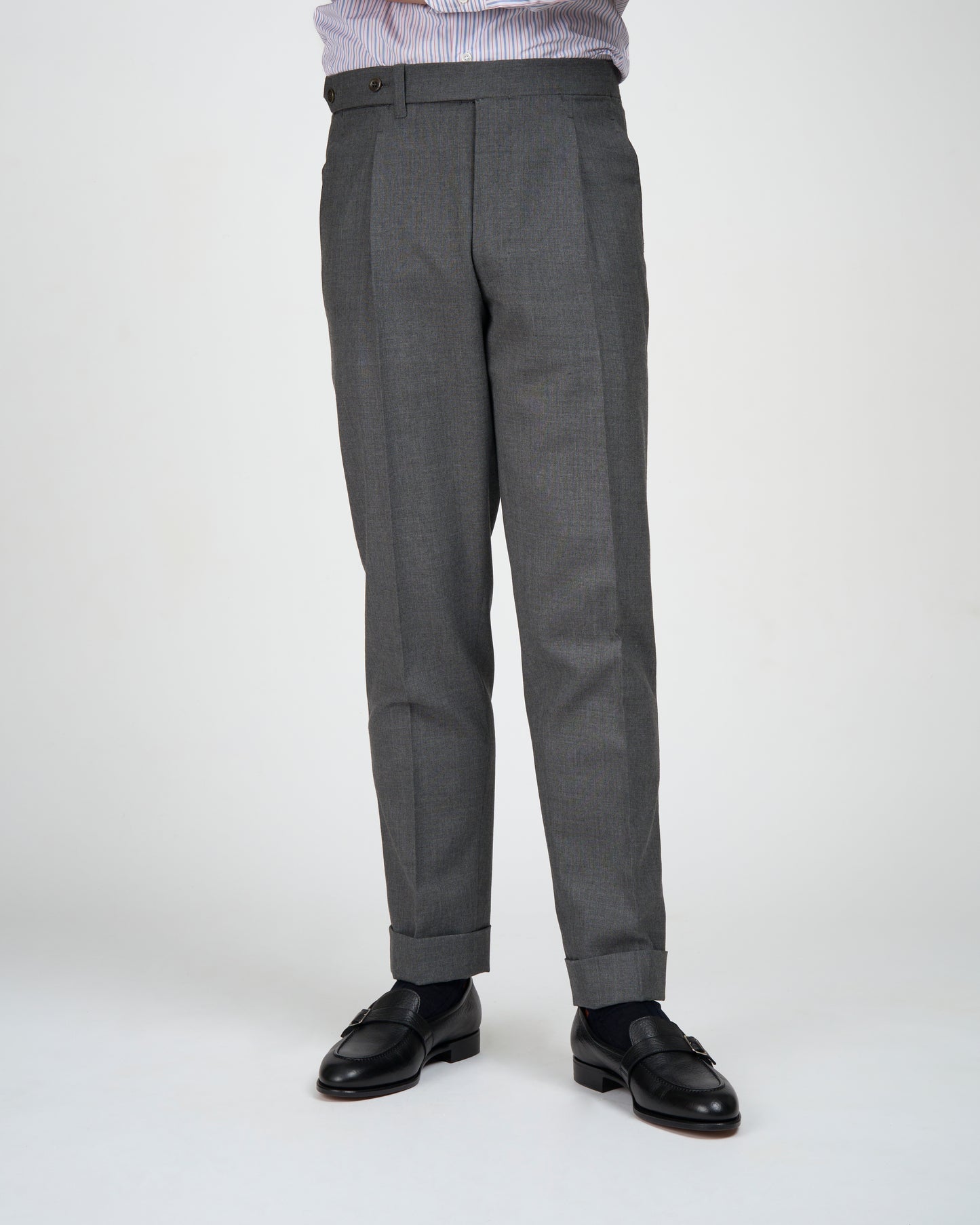 High twist wool trousers - Single pleat - Medium grey
