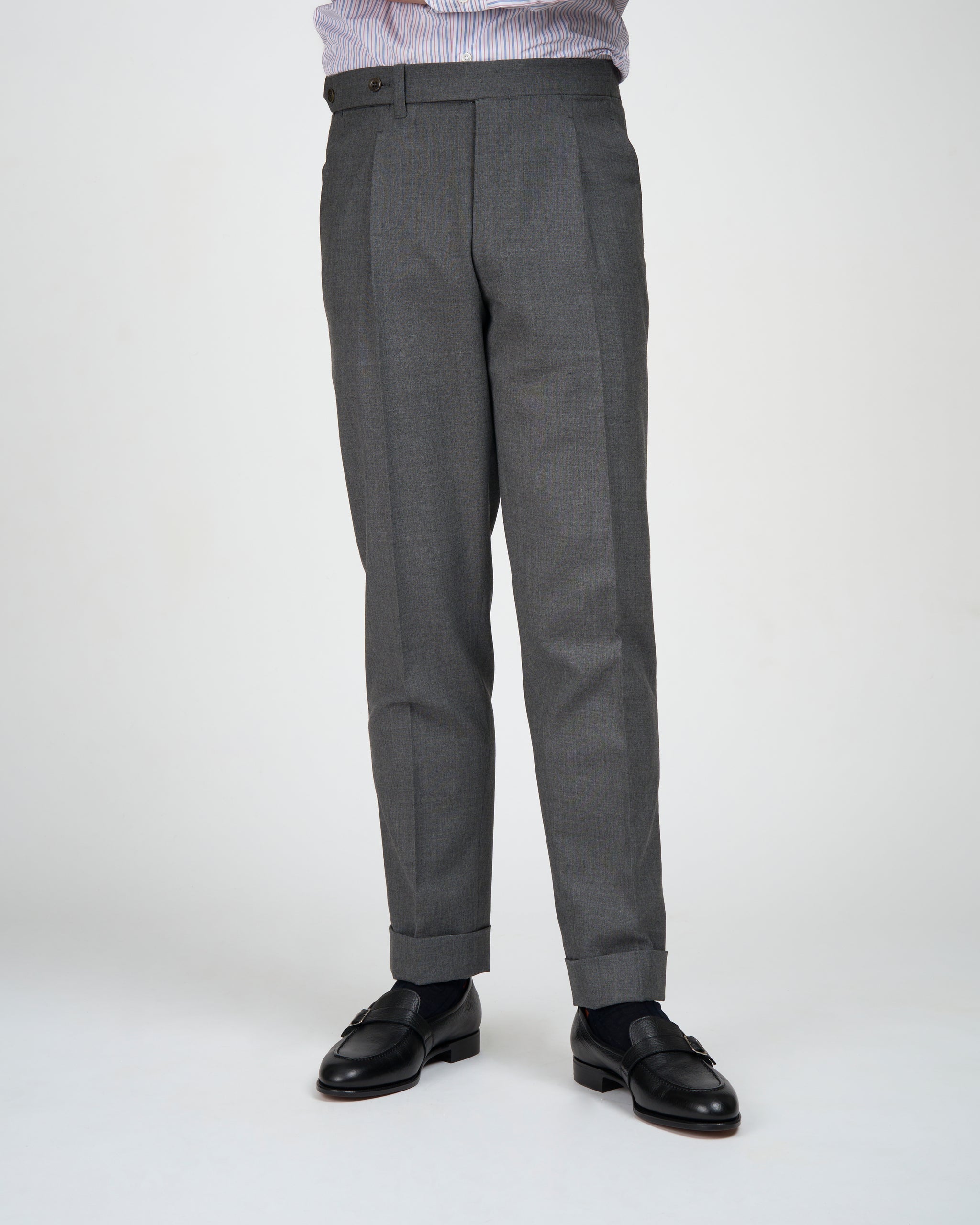 High twist wool trousers - Single pleat - Medium grey