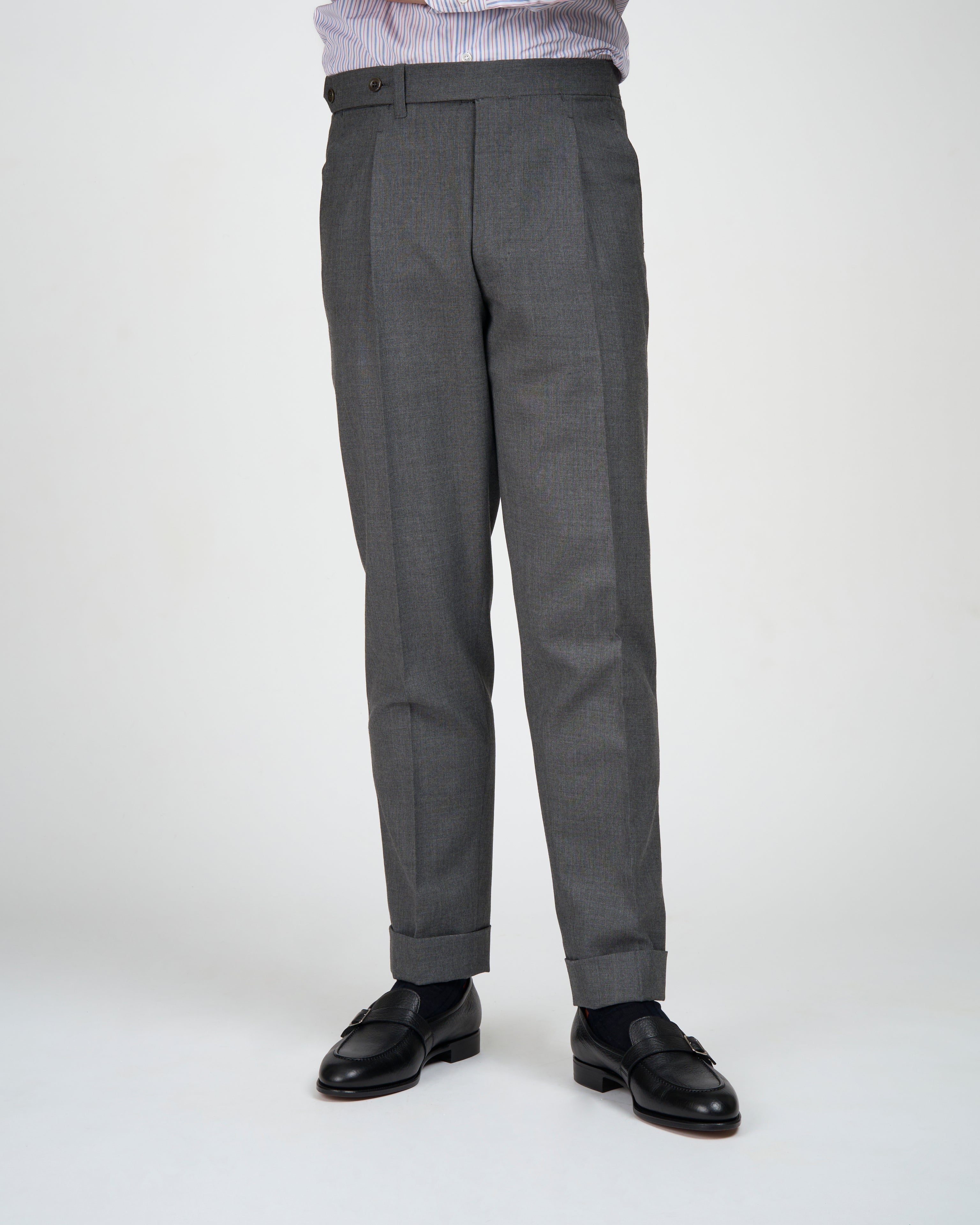 High twist wool trousers - Single pleat - Medium grey