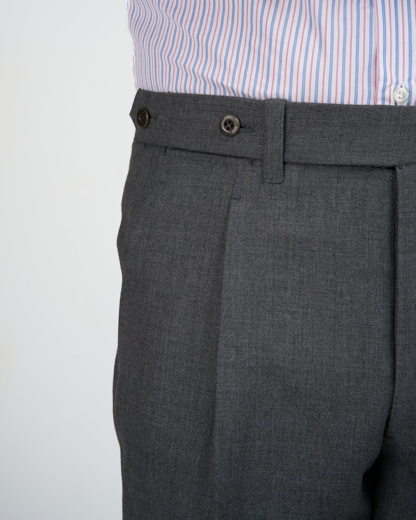 High twist wool trousers - Single pleat - Medium grey