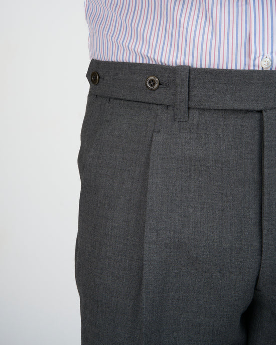 High twist wool trousers - Single pleat - Medium grey