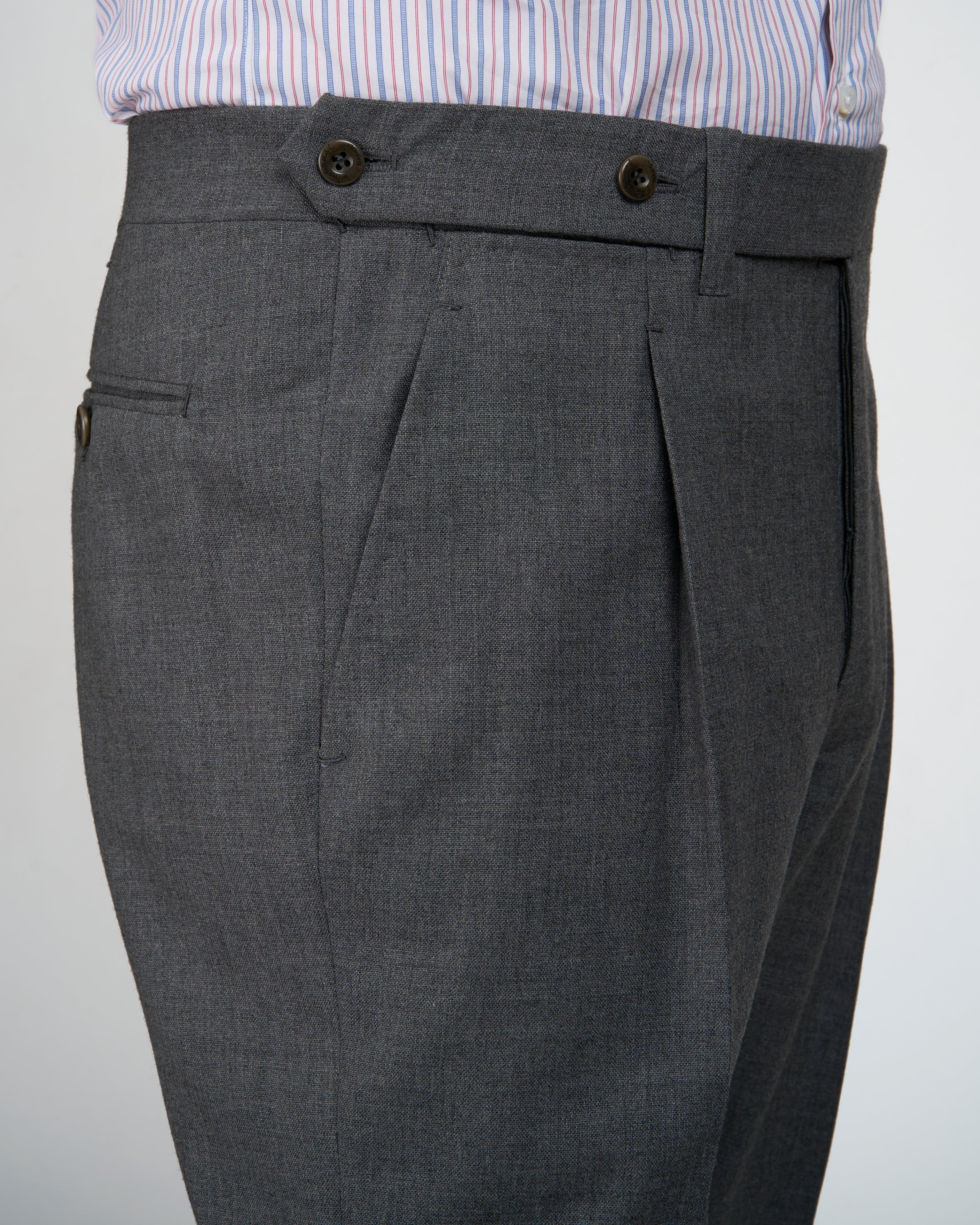 High twist wool trousers - Single pleat - Medium grey