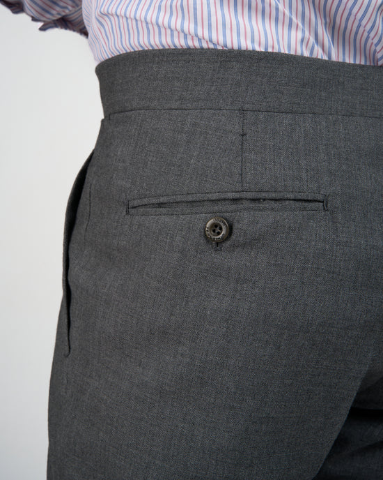 High twist wool trousers - Single pleat - Medium grey