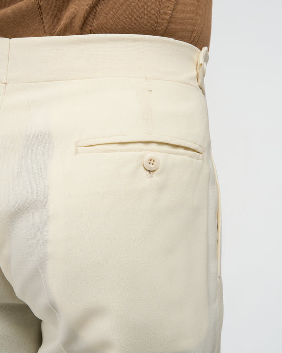 Four ply wool trousers - Single pleat trousers - Ivory