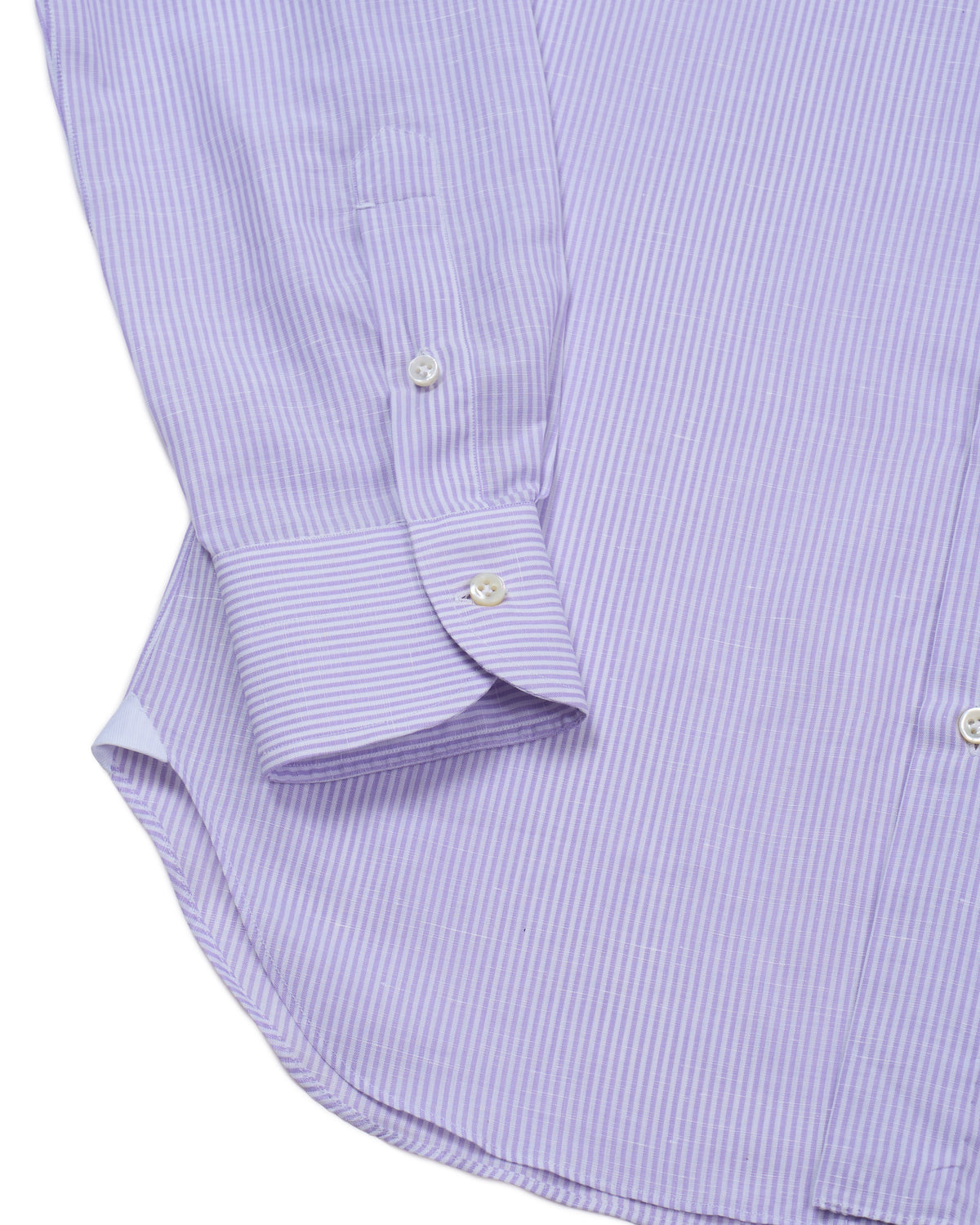 Spread collar shirt - Purple stripe cotton and linen