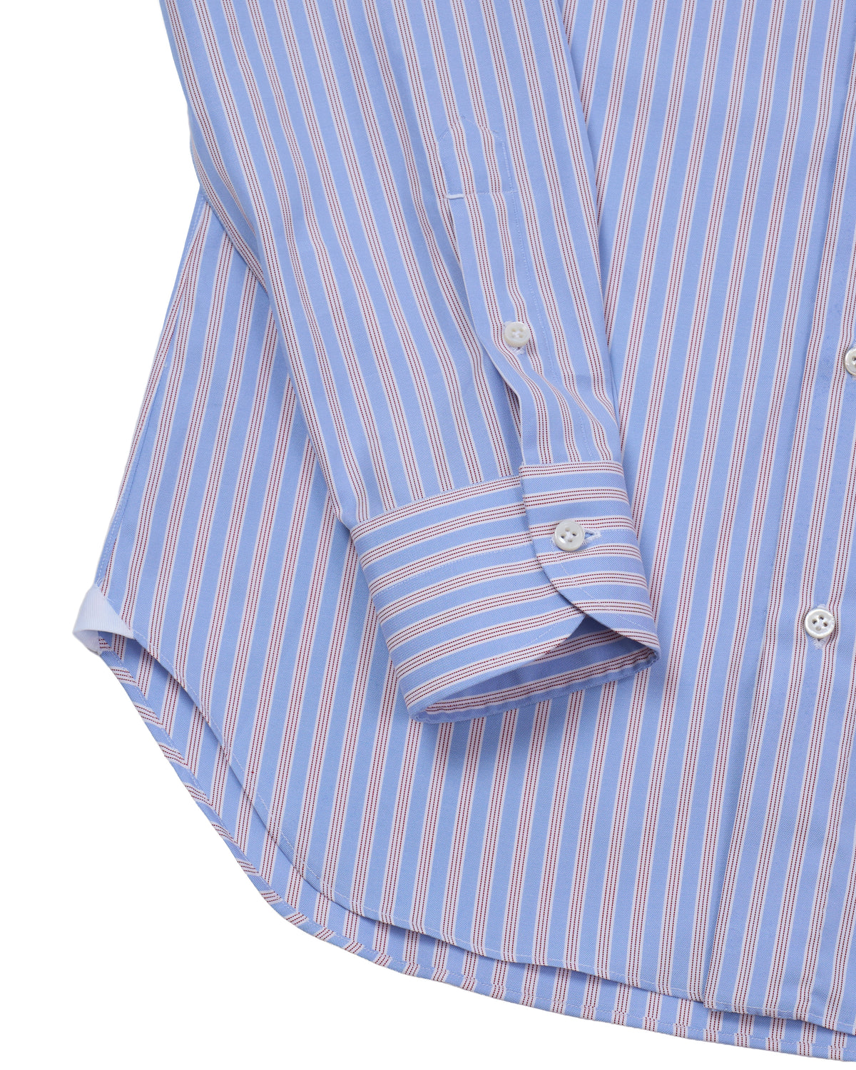 Spread collar shirt - Blue and red stripe popplin