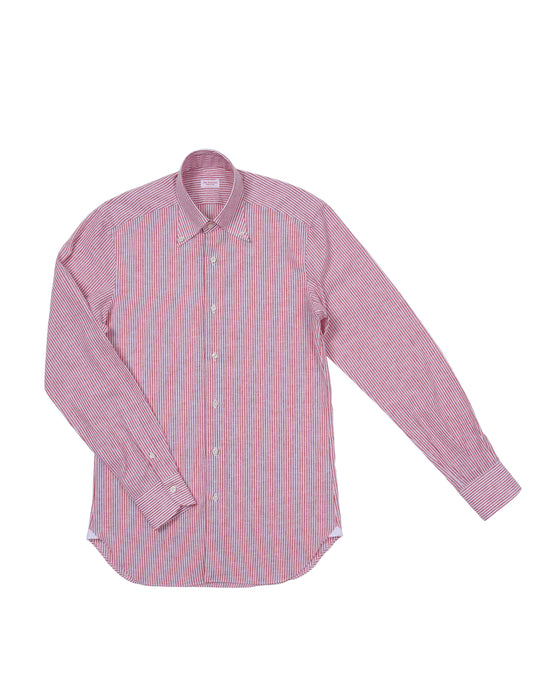 Button down shirt - Red stripe linen