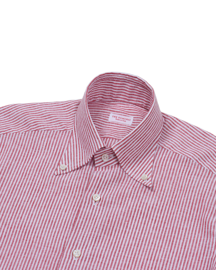 Button down shirt - Red stripe linen