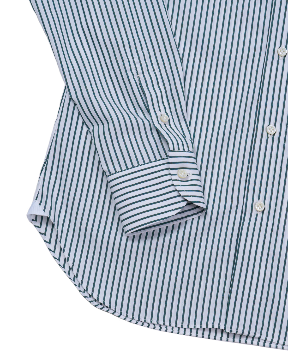 Spread collar shirt - Green stripe poplin