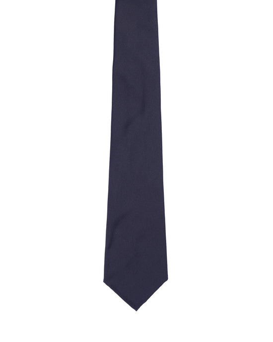 Jacquard tie - 7 Fold - Fine navy blue twill