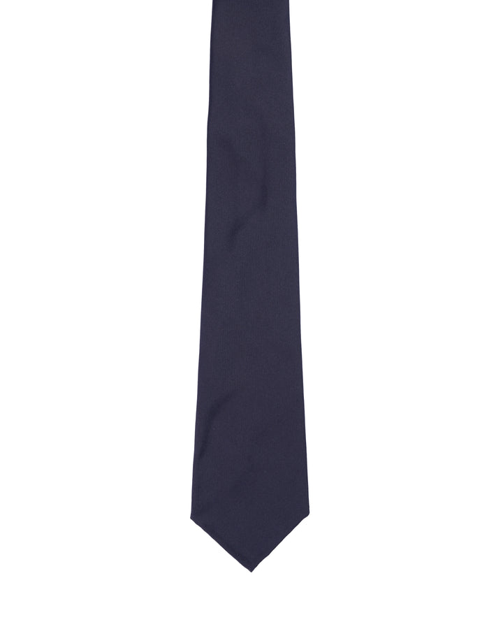 Jacquard tie - 7 Fold - Fine navy blue twill