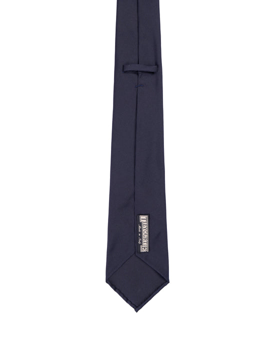 Jacquard tie - 7 Fold - Fine navy blue twill