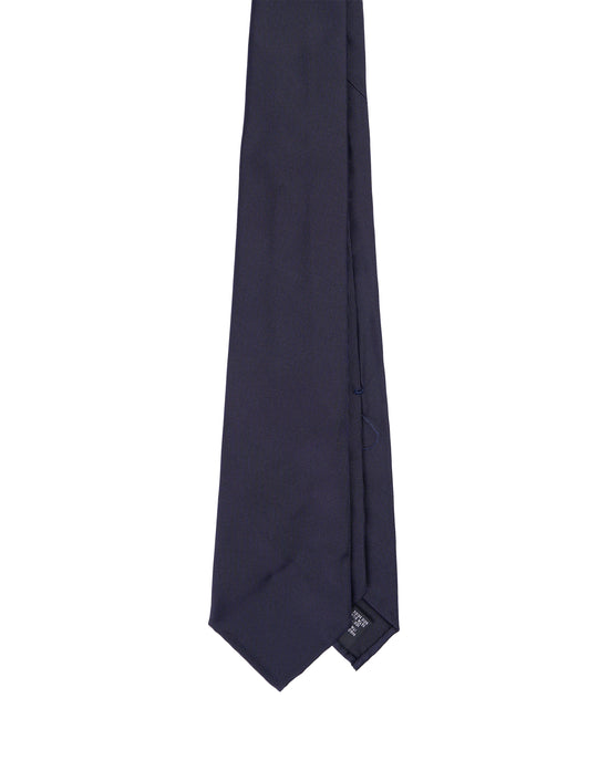 Jacquard tie - 7 Fold - Fine navy blue twill