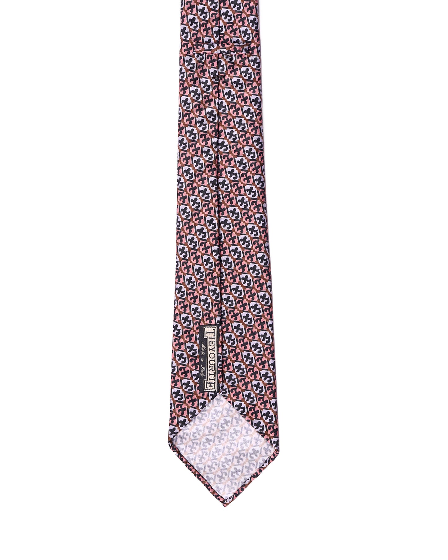 Printed tie - 7 Fold - Pink and pale gray small motif